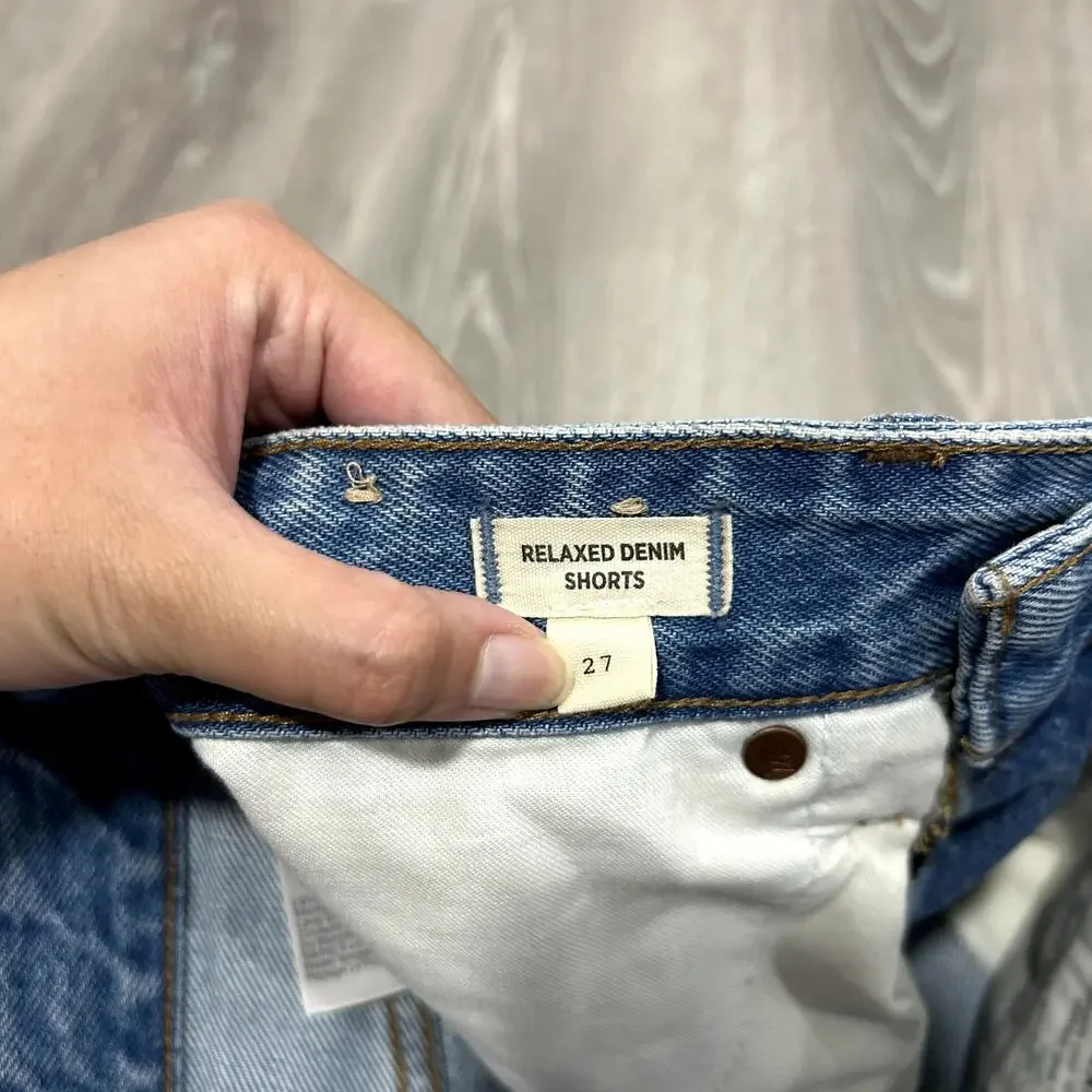 Madewell Relaxed Homecrest Wash Ripped Edition Denim Shorts Size 27